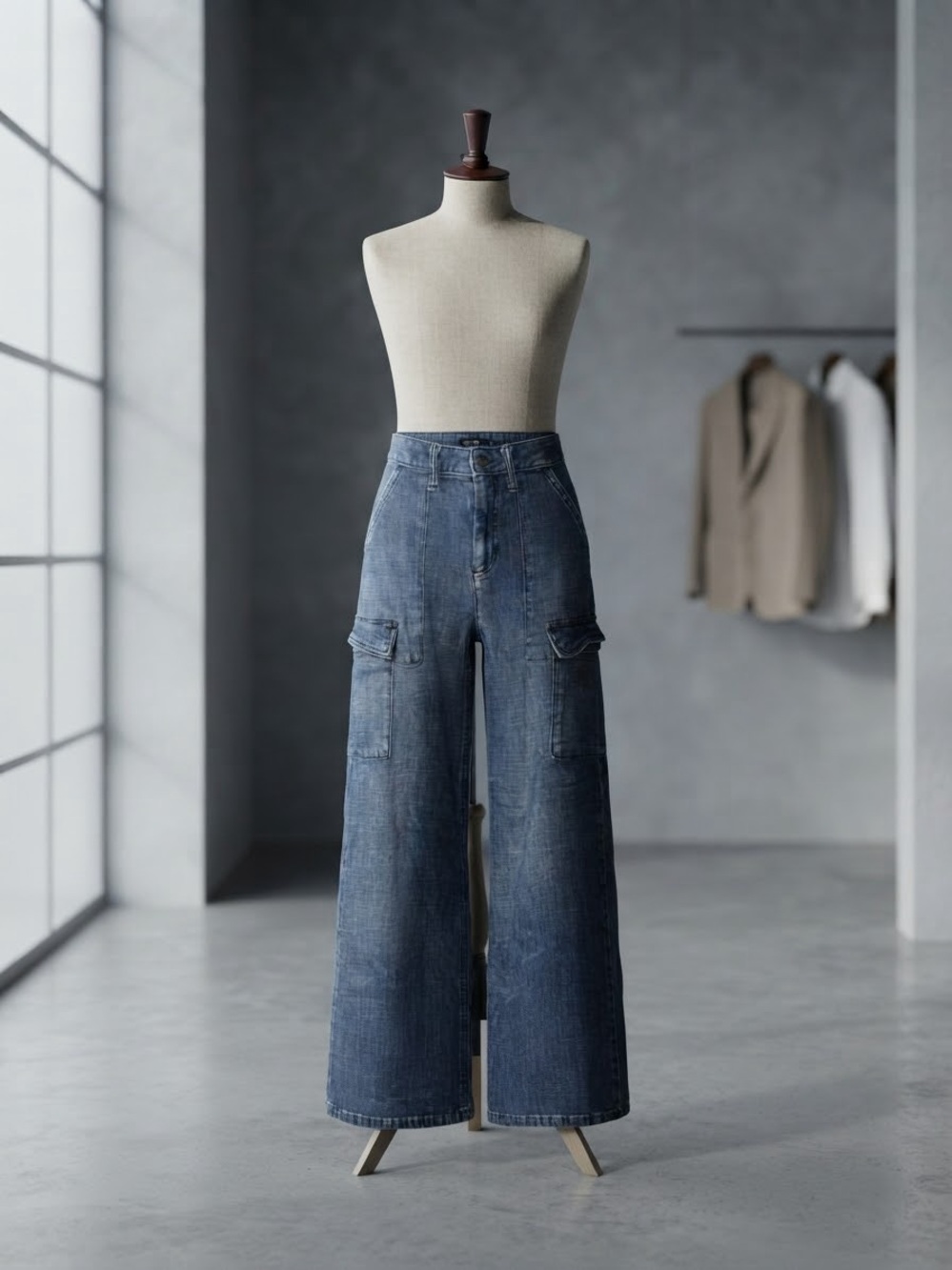 Simply Vera Vera Wang Wide Leg Cargo Jeans Blue Wash | Size 6